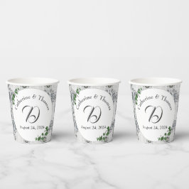 ホワイトレース&バラ葉ズ 紙コップ