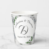 ホワイトレース&バラ葉ズ 紙コップ (正面)