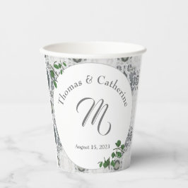 ホワイトレース&バラ葉ズ 紙コップ