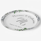 ホワイトレース&バラ葉紙プレート ペーパープレート (アングル)