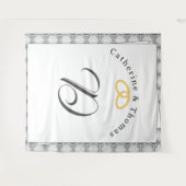 ホワイトレース&バラ葉結婚ズ タペストリー (正面(横))