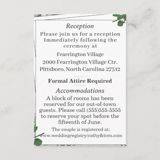 ホワイトレース&バラ葉詳細カード エンクロージャーカード (正面)