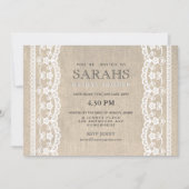 ホワイトレース&バーラップブライダルシャワーパーティー招待状 招待状 (正面)