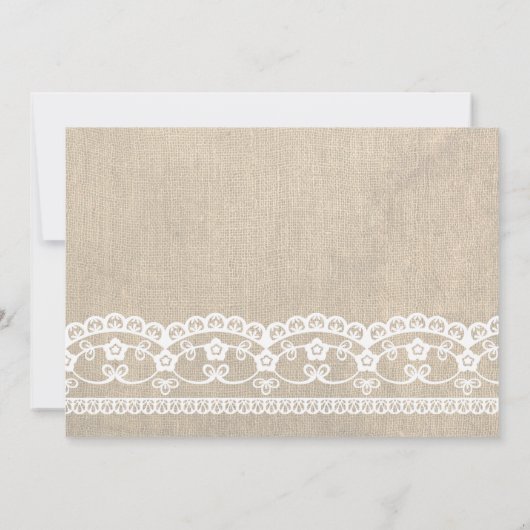 ホワイトレース&バーラップブライダルシャワーパーティー招待状 招待状 (裏面)