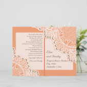 ホワイトレース&パールコーラルオレンジの結婚式プログラム (スタンド正面)