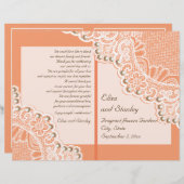 ホワイトレース&パールコーラルオレンジの結婚式プログラム (正面/裏面)