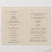 ホワイトレース&パールベージュの折り畳まれた結婚式プログラム (裏面)
