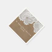ホワイトレース&ブラウンシック素朴エレガントな結婚式 スタンダードカクテルナプキン (角)
