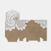 ホワイトレース&ブラウンシック素朴エレガントな結婚式 フェイバーボックス (折り畳みなし)