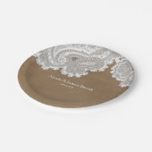 ホワイトレース&ブラウンシック素朴エレガントな結婚式 ペーパープレート (アングル)