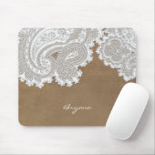 ホワイトレース&ブラウンシック素朴カントリエレガントー マウスパッド (マウス)