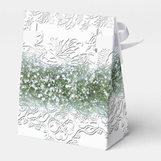 ホワイトレース & ベビーズブレス ウェディング フェイバーボックス (裏面サイド)