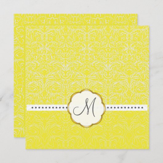 ホワイトレース+黄アクセント結婚式招待状 招待状 (正面/裏面)