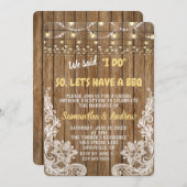 ホワイトレ素朴ースのストリングライトI do BBQ招待状 招待状 (正面/裏面)