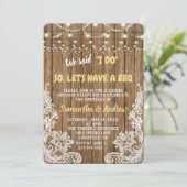 ホワイトレ素朴ースのストリングライトI do BBQ招待状 招待状 (スタンド正面)