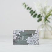 ホワイトレ素朴ースティール(緑がかった色)バーンウッドディスカウント 名刺 (スタンド正面)