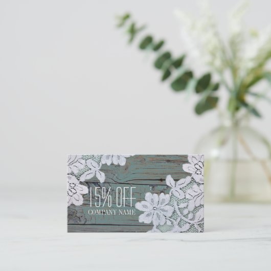 ホワイトレ素朴ースティール(緑がかった色)バーンウッドディスカウント 名刺 (スタンド正面)