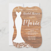 ホワイトレ素朴ースドレスブライダルシャワー招待 招待状 (正面)