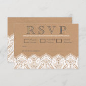 ホワイトレ素朴ース&クラフトウェディングRSVPカード 出欠カード (正面/裏面)