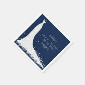 ホワイトレ結婚ースのガウンと青の背景 スタンダードカクテルナプキン (角)