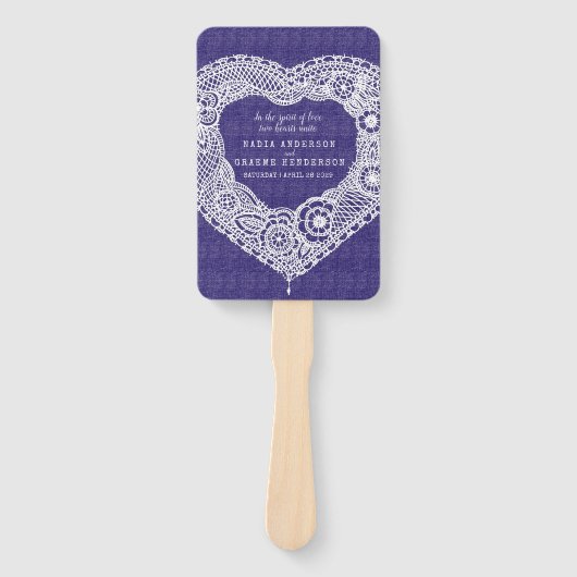 ホワイトレ結婚ースのネイビー効果ファブリックプログラムファン ハンドファン (正面)