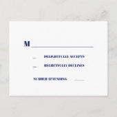 ホワイトレ航海のースネイビーブルーウェディングRSVP インビテーションポストカード (裏面)