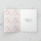 ホワイトロかわいらしーズレースハートズ結婚 カード (内部)
