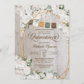 ホワイトロエレガントーズウェスタン素朴キンセアニェラ 招待状 (正面/裏面)