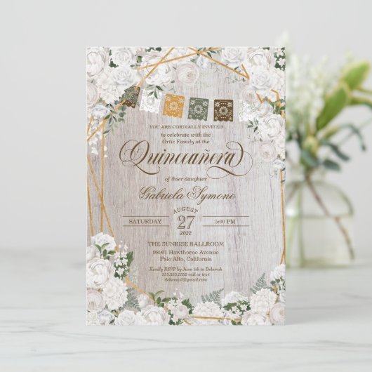 ホワイトロエレガントーズウェスタン素朴キンセアニェラInv 招待状 (スタンド正面)