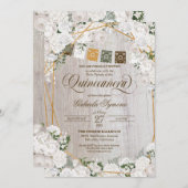 ホワイトロエレガントーズウェスタン素朴キンセアニェラInv 招待状 (正面/裏面)