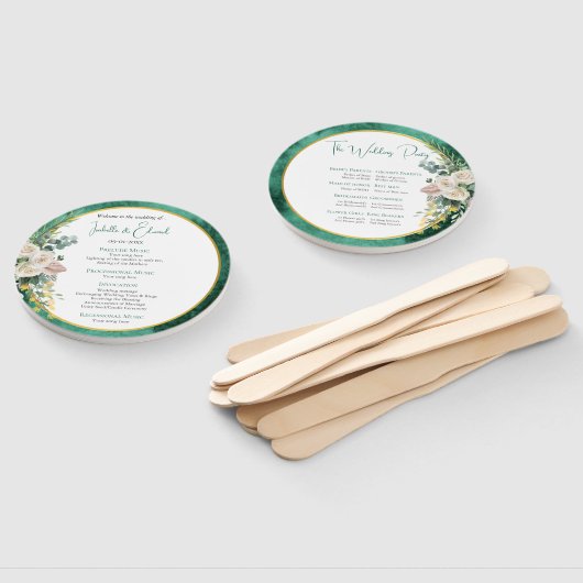 ホワイトロエレガントーズエメラルドグリーン結婚の式典 ハンドファン (組立なし)