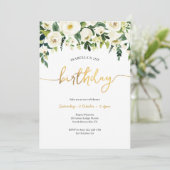 ホワイトロエレガントーズガールズ誕生日招待状 招待状 (スタンド正面)