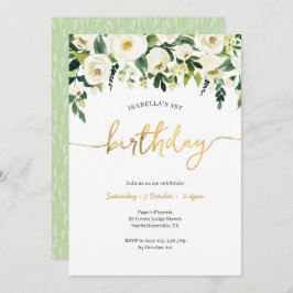 ホワイトロエレガントーズガールズ誕生日招待状 招待状