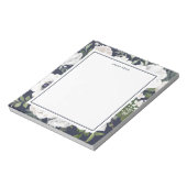 ホワイトロエレガントーズグリーンリーネイビーブルーネーム ノートパッド (回転)