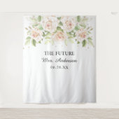 ホワイトロエレガントーズミセスブライダルシャワー背景 タペストリー (正面)