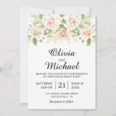 ホワイトロエレガントーズミニマル婚約パーティ 招待状 (正面)