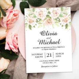 ホワイトロエレガントーズミニマル結婚式招待状 招待状