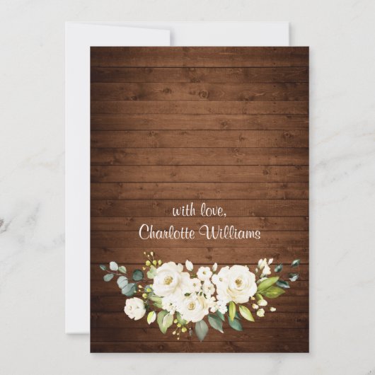 ホワイトロエレガントーズレースブライダル素朴ルンチョン 招待状 (裏面)