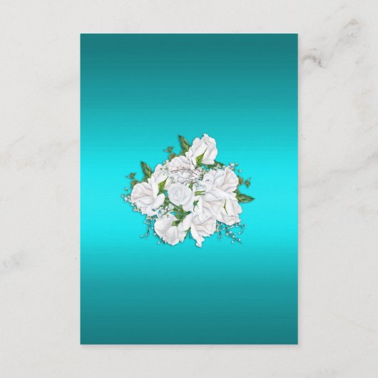 ホワイトロエレガントーズ&アクアウェディングレセプション エンクロージャーカード (裏面)