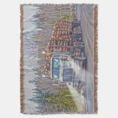 ホワイトロギングトラック – トラックとハイウェイアート スローブランケット (正面縦)