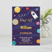 ホワイトロケット宇宙誕生日招待状 招待状 (スタンド正面)
