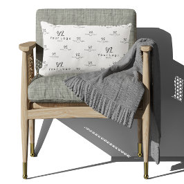 ホワイトロゴパターンビジネスブランシンプルド会社L ランバークッション