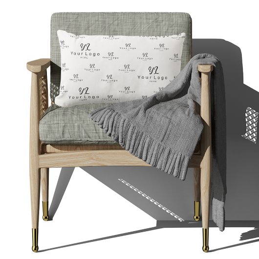 ホワイトロゴパターンビジネスブランシンプルド会社L ランバークッション