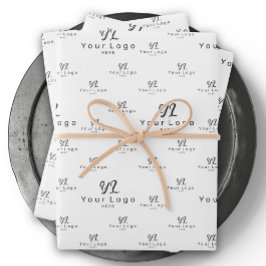 ホワイトロゴパターンビジネスブランドシンプル会社 ラッピングペーパーシート