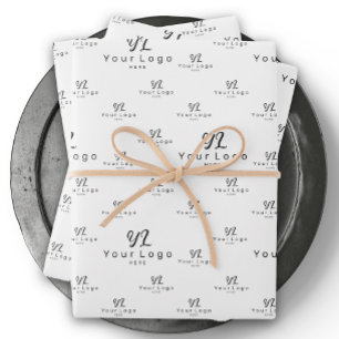 ホワイトロゴパターンビジネスブランドシンプル会社 ラッピングペーパーシート