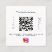 ホワイトロゴqrコードインスタ後を追グラム スクエア名刺 (裏面)