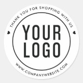 ホワイトロゴUsステッカーとのショッピングありがとうございます ラウンドシール (正面)