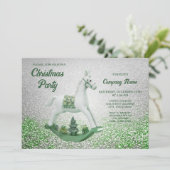 ホワイトロッキングホースグリーンクリスマスホリデーパーティー 招待状 (スタンド正面)