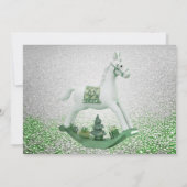 ホワイトロッキングホースグリーンクリスマスホリデーパーティー 招待状 (裏面)