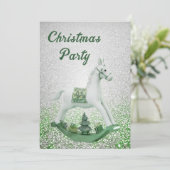ホワイトロッキングホースグリーンクリスマスホリデーパーティー 招待状 (スタンド正面)